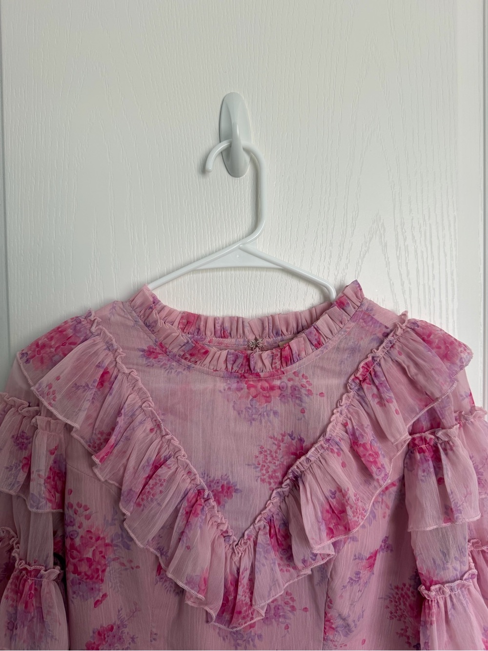 Ivy City Co Pink and Purple Floral Ruffle Dress - Picture 3 of 6
